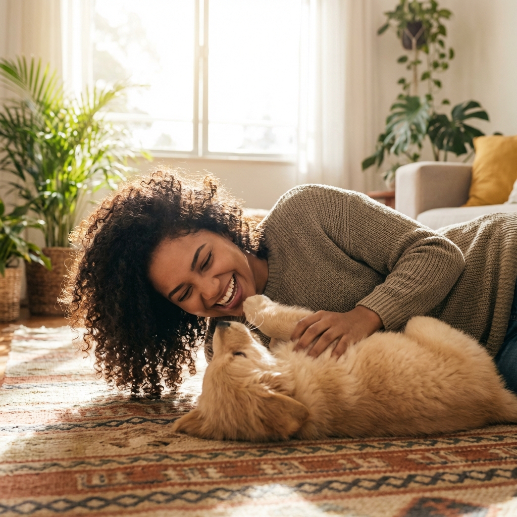 Fernanda e Golden Filhote